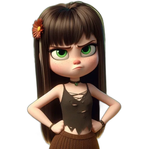 dress, staff, 3d render, cartoon transparent PNG cut-out