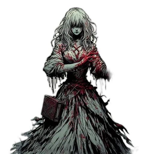 dress, creature, hair, concept art transparent PNG cut-out