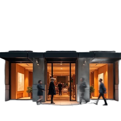 building, 3d render, concept art, city street transparent PNG cut-out