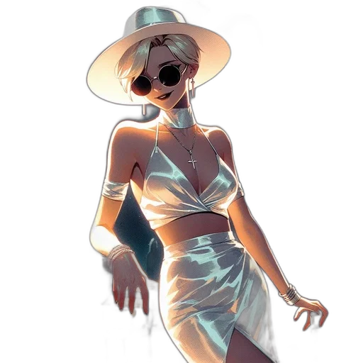 dress, hat, concept art, vaporwave transparent PNG cut-out