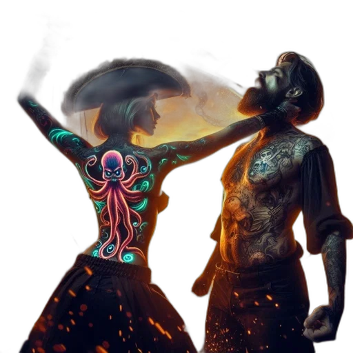 dress, jewelry, mask, staff transparent PNG cut-out