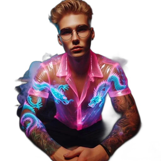 jacket, face, vaporwave, cyberpunk transparent PNG cut-out