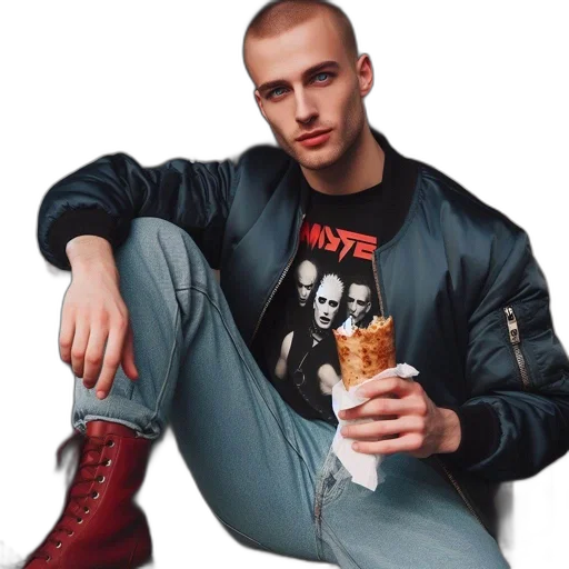 jacket, bottle, shoes, face transparent PNG cut-out