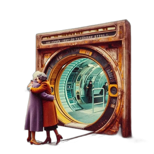 concept art, two, elderly, women transparent PNG cut-out