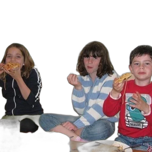 food, three, children, sit transparent PNG cut-out