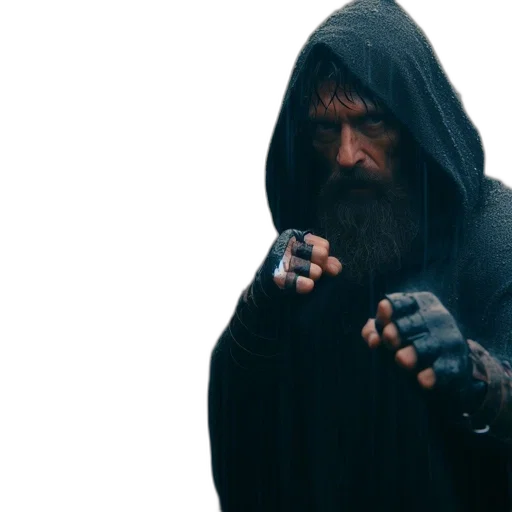 mask, creature, jacket, staff transparent PNG cut-out
