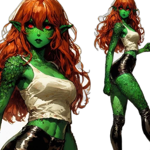 comic book art, concept art, fantasy art, green transparent PNG cut-out