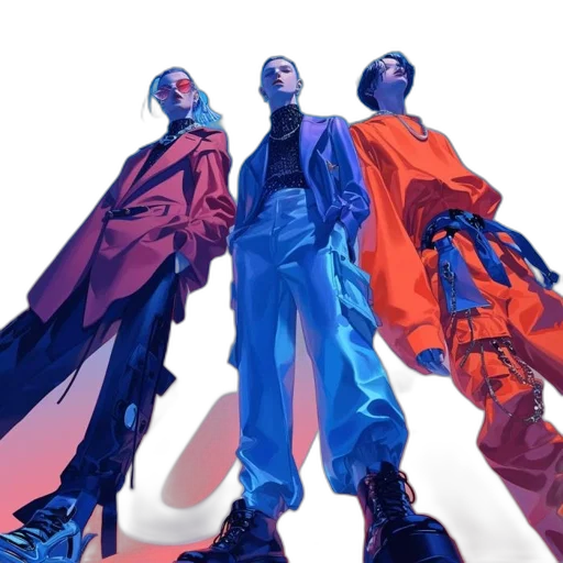 jacket, concept art, neon, colorful transparent PNG cut-out