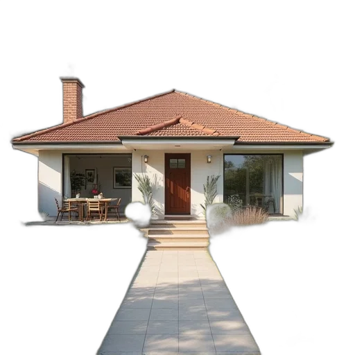 building, umbrella, 3d render, photorealistic transparent PNG cut-out