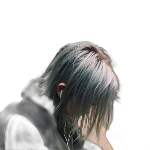 hair, jacket, face, mask transparent PNG cut-out
