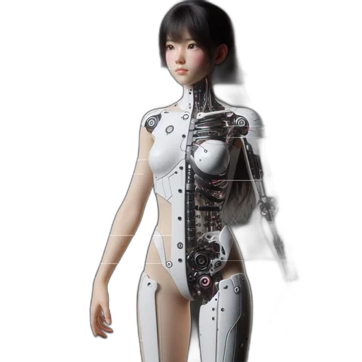robot, dress, cyberpunk, 3d render transparent PNG cut-out