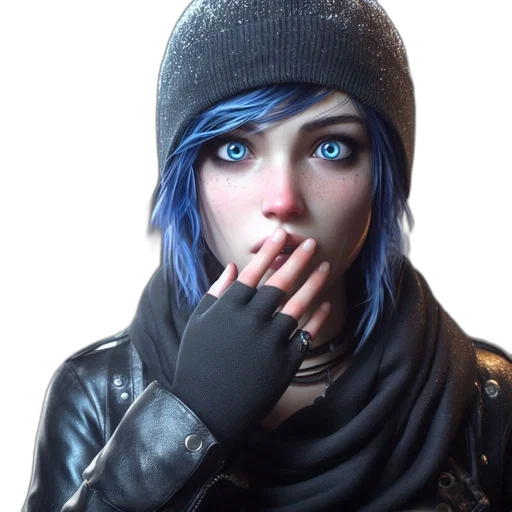 jacket, face, hat, cyberpunk transparent PNG cut-out