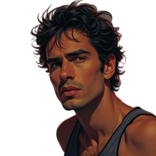 face, photorealistic, comic book art, oil painting transparent PNG cut-out