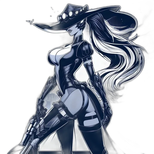 dress, hat, weapon, robot transparent PNG cut-out