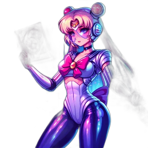 robot, staff, concept art, cyberpunk transparent PNG cut-out