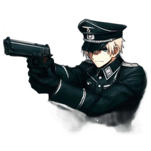 weapon, staff, jacket, hat transparent PNG cut-out