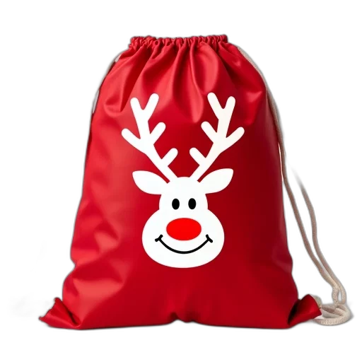 red, drawstring, bag, white transparent PNG cut-out