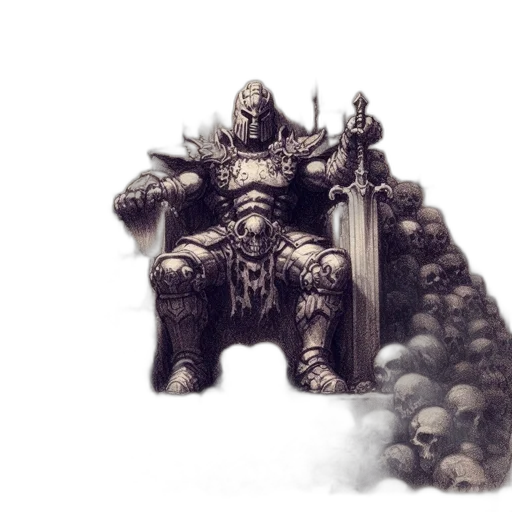 robot, sword, crown, fantasy art transparent PNG cut-out