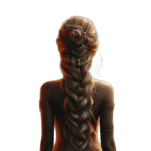 hair, dress, staff, jewelry transparent PNG cut-out