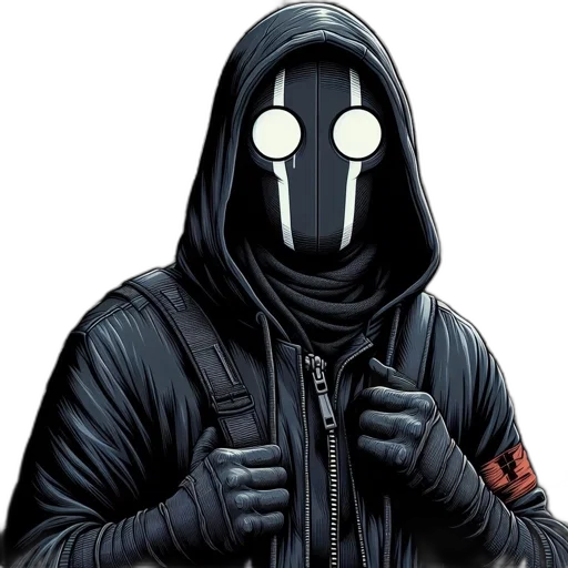 jacket, mask, face, staff transparent PNG cut-out