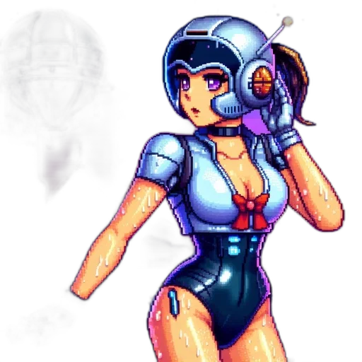robot, dress, pixel art, concept art transparent PNG cut-out