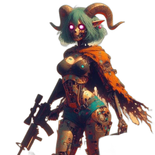 robot, weapon, staff, mask transparent PNG cut-out