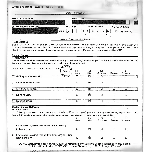 womac, osteoarthritis, index, form transparent PNG cut-out