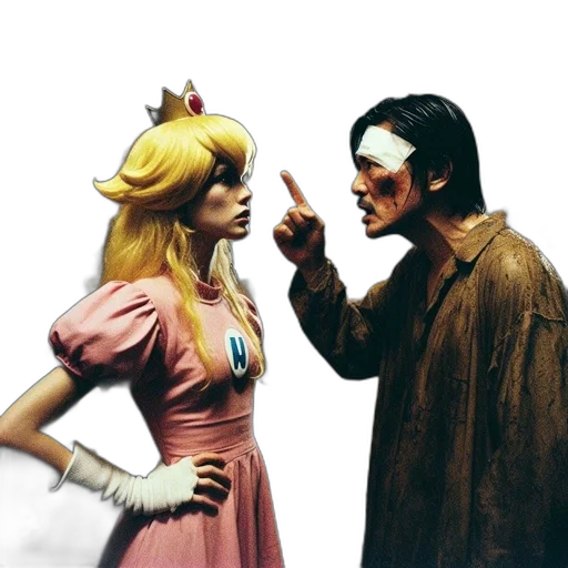 mask, concept art, princess, peach-like transparent PNG cut-out
