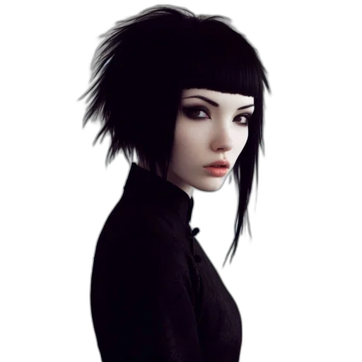 hair, face, jacket, photorealistic transparent PNG cut-out