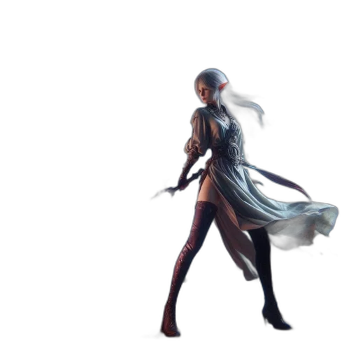 dress, robot, sword, staff transparent PNG cut-out