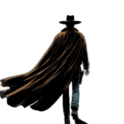 hat, jacket, staff, comic book art transparent PNG cut-out