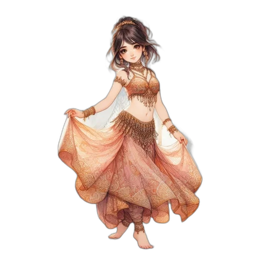 dress, jewelry, staff, fantasy art transparent PNG cut-out
