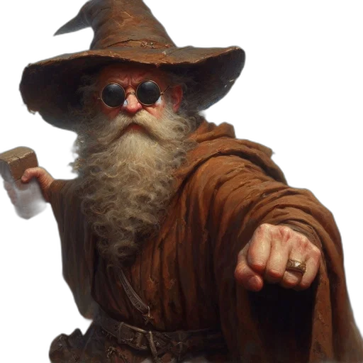 staff, hat, face, fantasy art transparent PNG cut-out