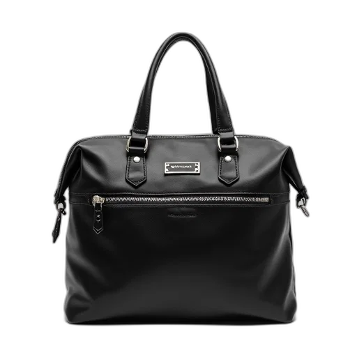 monochrome, black, leather, bag transparent PNG cut-out