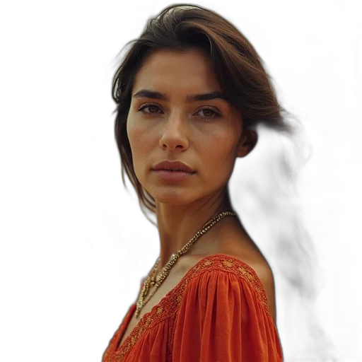 face, dress, jewelry, staff transparent PNG cut-out
