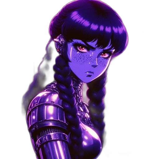 robot, hair, face, staff transparent PNG cut-out
