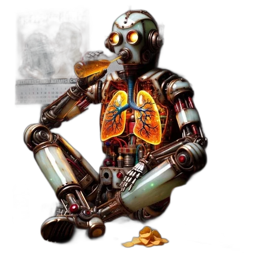 robot, concept art, cyberpunk, 3d render transparent PNG cut-out