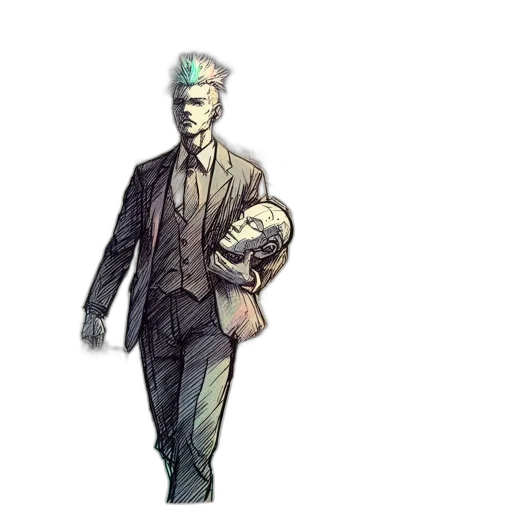 hat, staff, jacket, robot transparent PNG cut-out