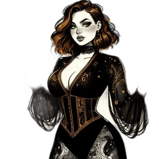 dress, concept art, comic book art, fantasy art transparent PNG cut-out