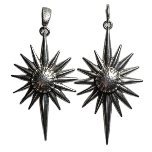jewelry, pair, silver, earrings transparent PNG cut-out