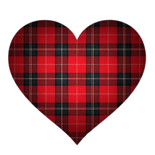red, tartan, heart, round transparent PNG cut-out