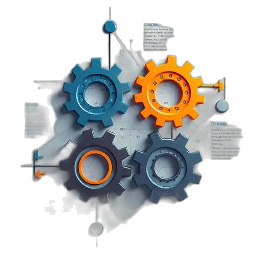 four, gears, powerpoint, template transparent PNG cut-out