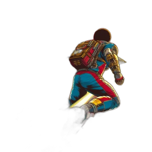 robot, jacket, weapon, comic book art transparent PNG cut-out