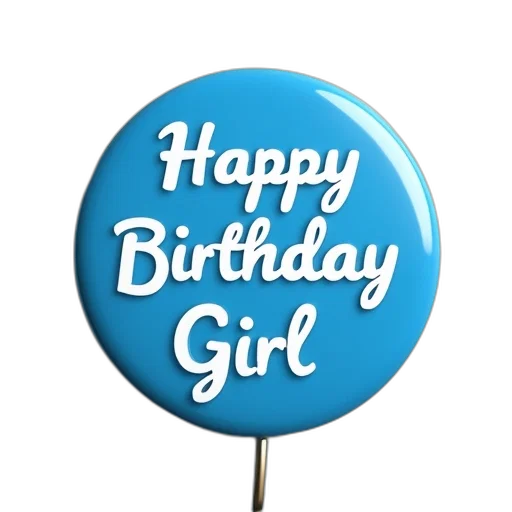 blue, birthday, girl, pinback transparent PNG cut-out
