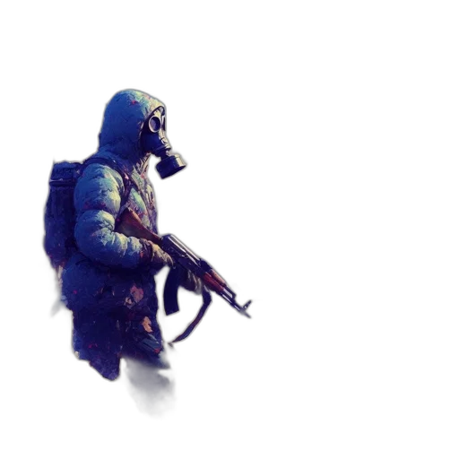 jacket, weapon, mask, creature transparent PNG cut-out