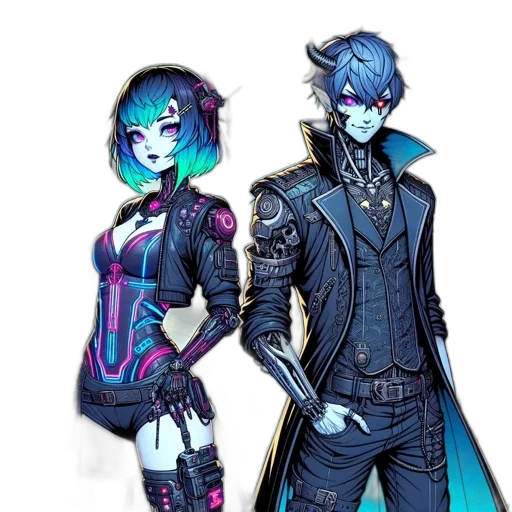 jacket, staff, concept art, cyberpunk transparent PNG cut-out