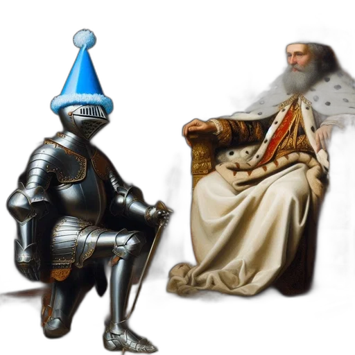 robot, crown, sword, hat transparent PNG cut-out