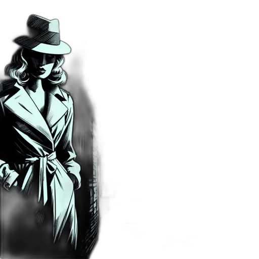 hat, jacket, dress, comic book art transparent PNG cut-out