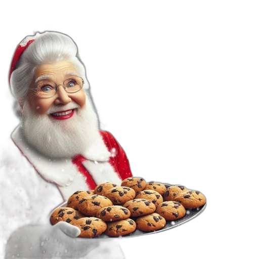 food, santa, smiles, while transparent PNG cut-out