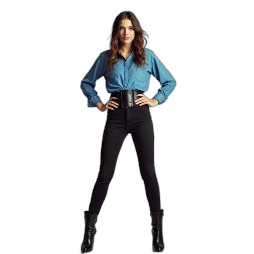 jacket, staff, blue, woman transparent PNG cut-out
